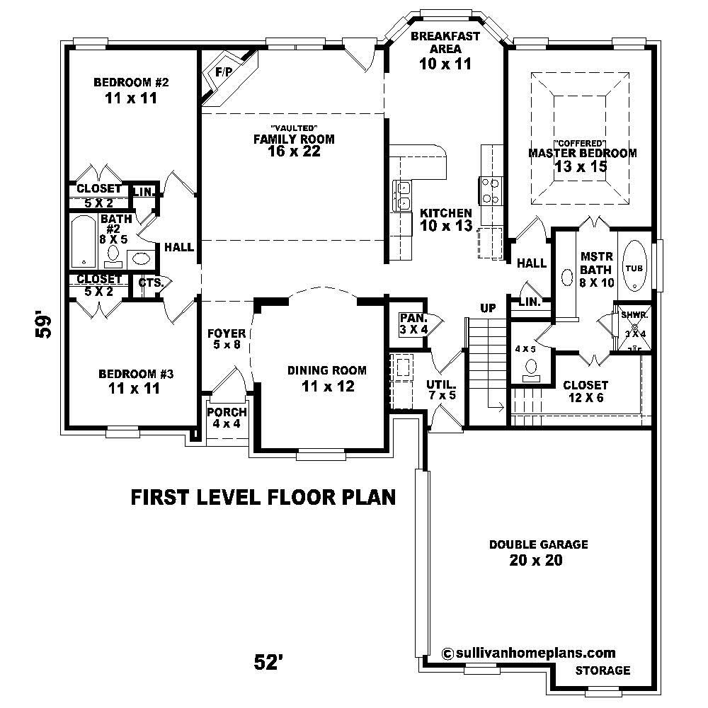 Floor Plan First Story of Country Plan #170-1166