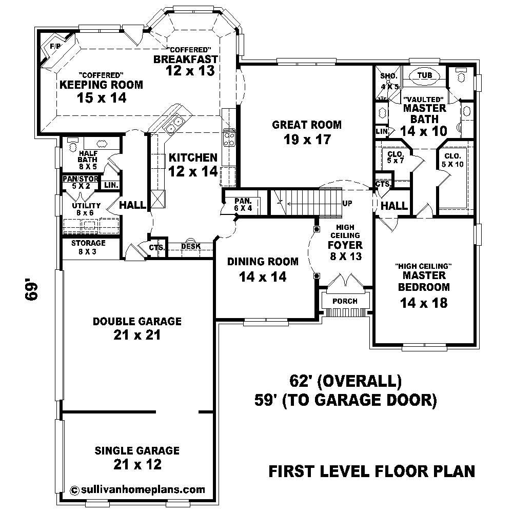 Floor Plan First Story of Country Plan #170-1172