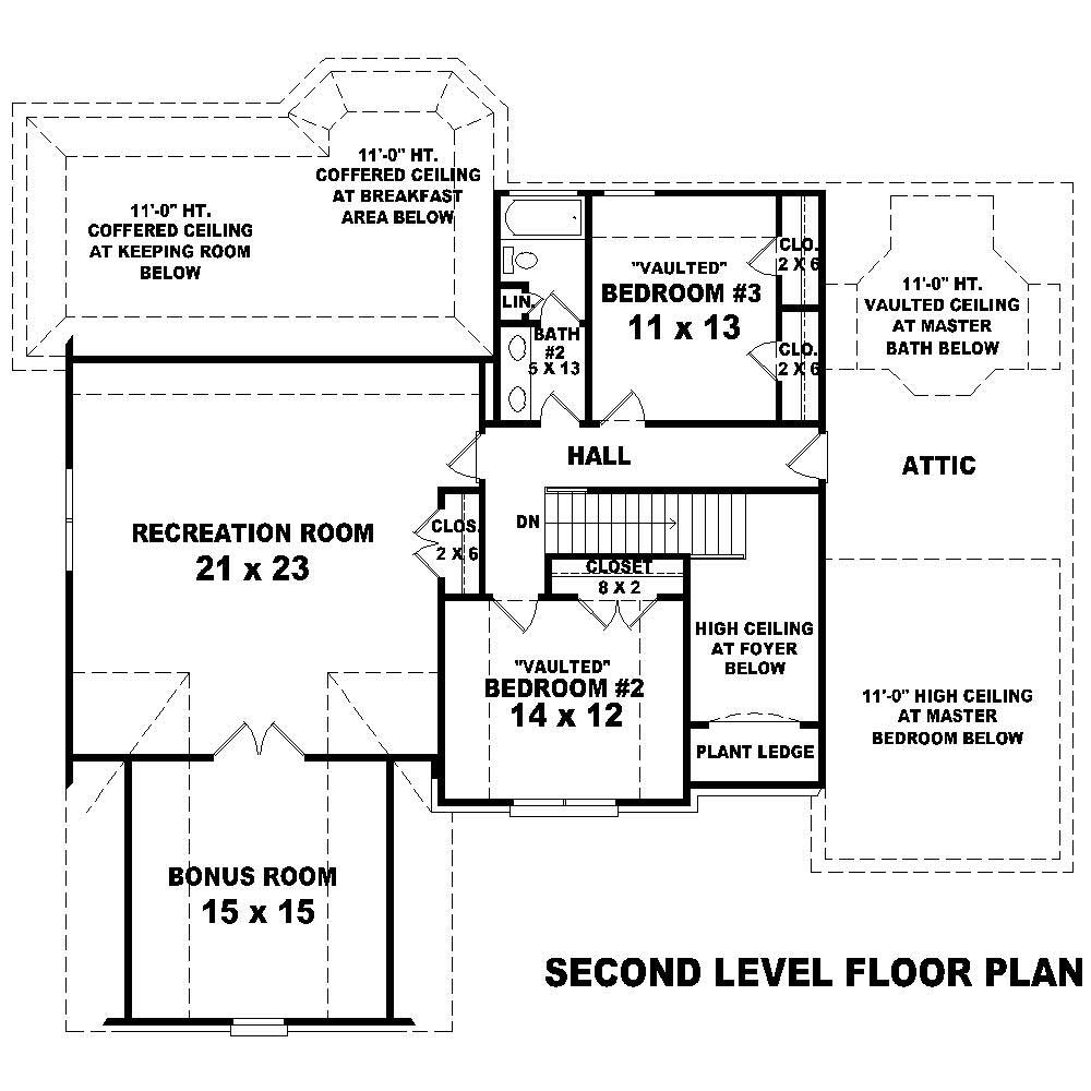 Floor Plan Second Story of Country Plan #170-1174