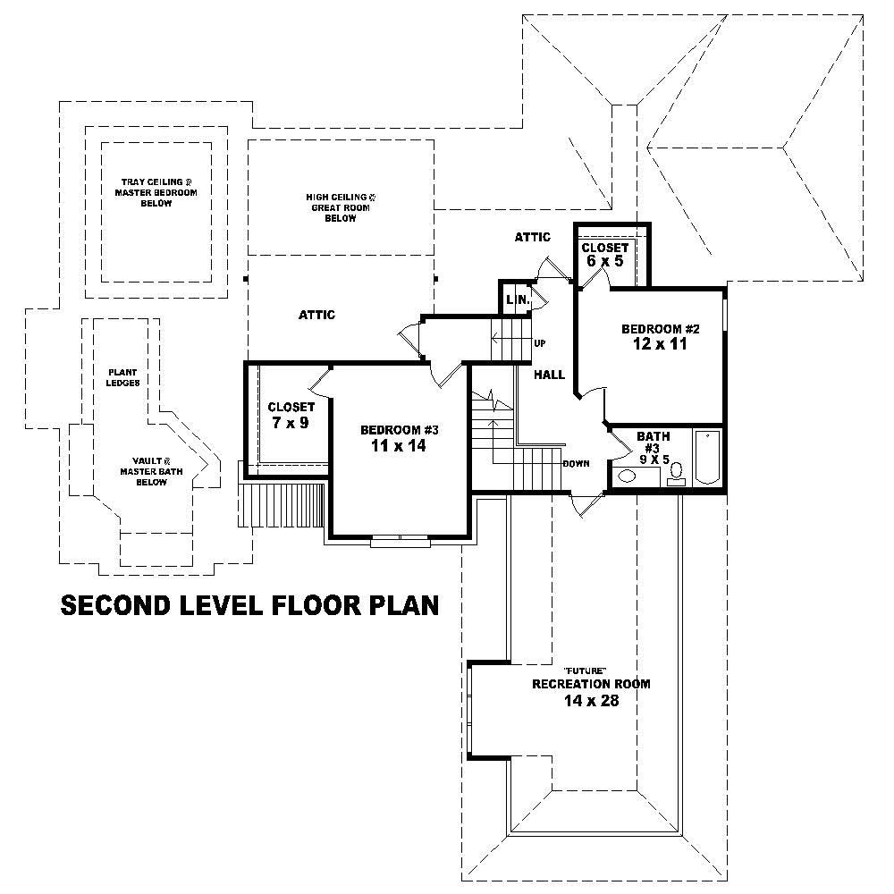 Floor Plan Second Story of Country Plan #170-1192