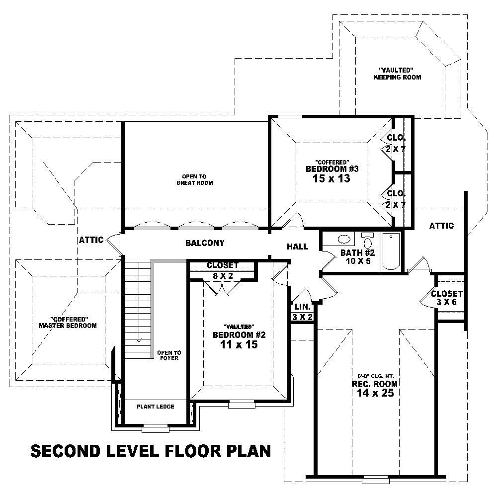 Floor Plan Second Story of Country Plan #170-1198