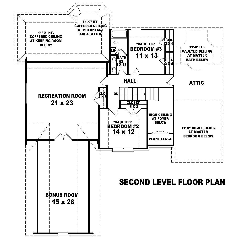 Floor Plan Second Story of Country Plan #170-1201