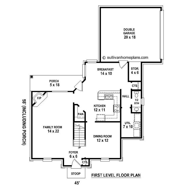 Floor Plan First Story of European Plan #170-1209