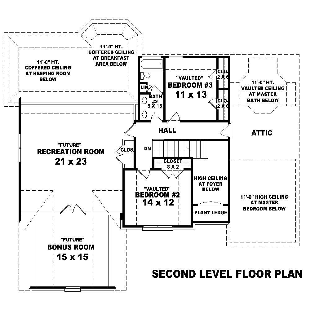 Floor Plan Second Story of Country Plan #170-1210