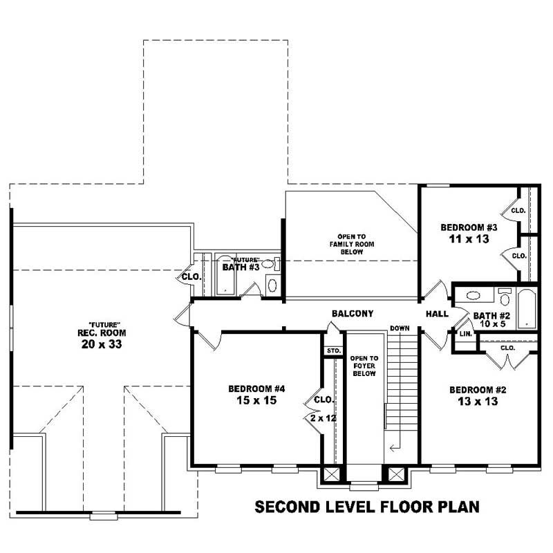 Floor Plan Second Story of Southern Plan #170-1228