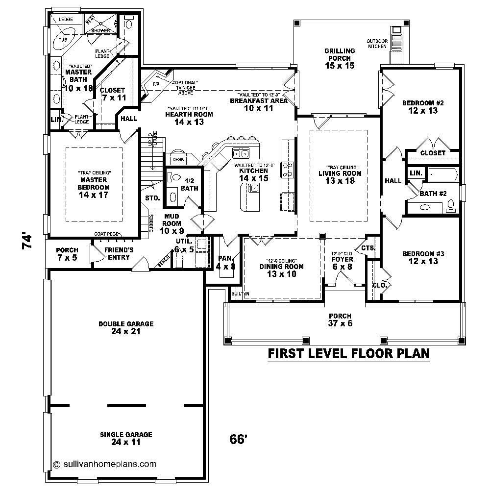 Floor Plan First Story of Cape Cod Plan #170-1242