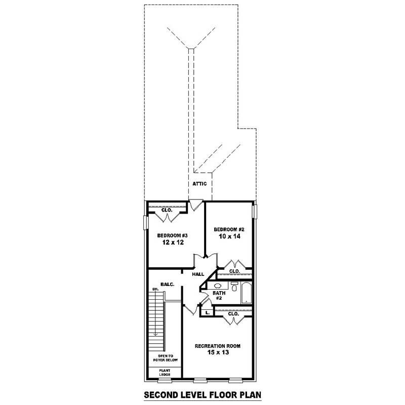 Floor Plan Second Story of Southern Plan #170-1245
