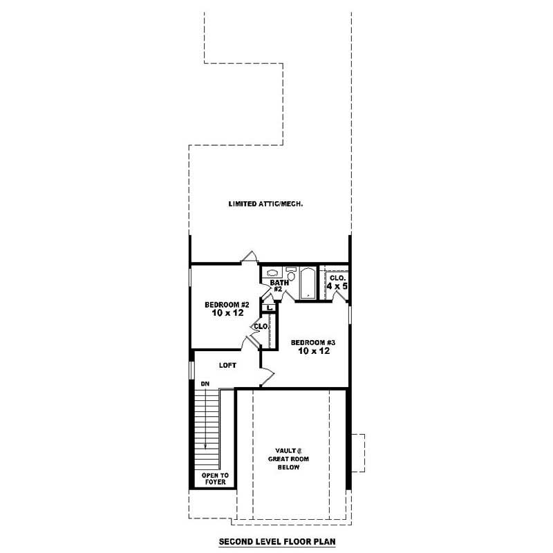 Floor Plan Second Story of Southern Plan #170-1249