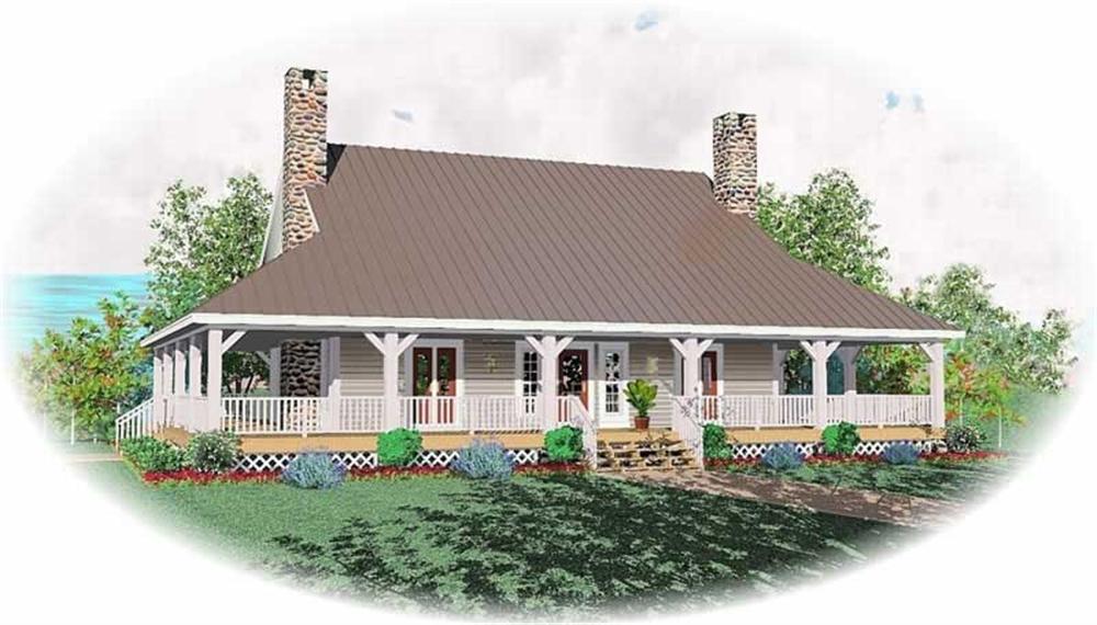 Front view of Country home (ThePlanCollection: House Plan #170-1252)