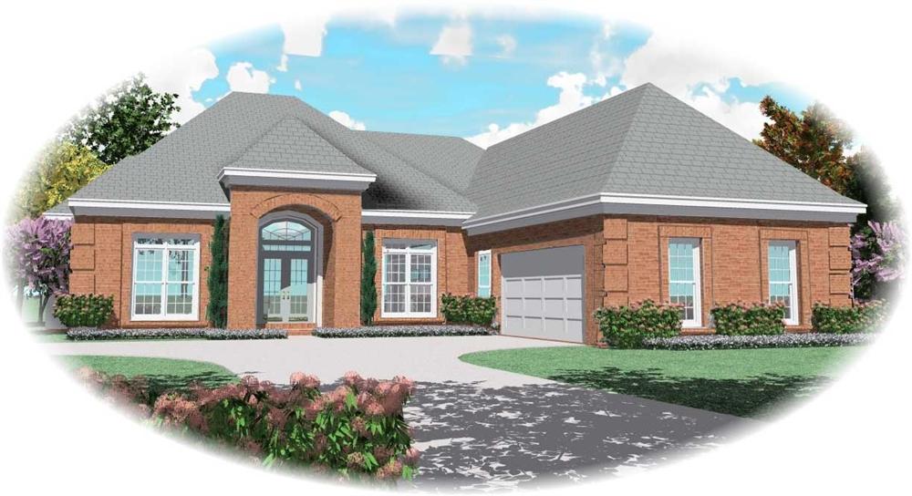 Front view of Country home (ThePlanCollection: House Plan #170-1262)