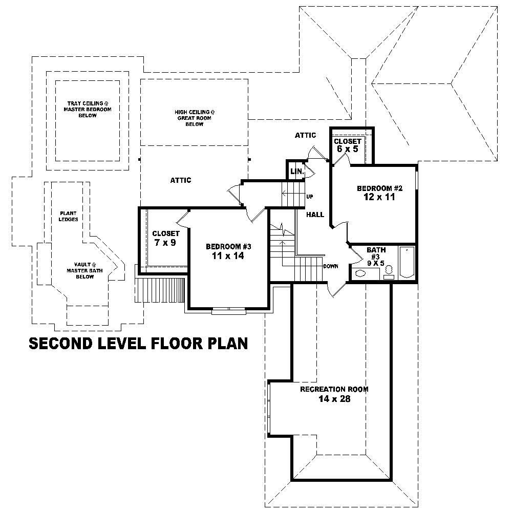 Floor Plan Second Story of Country Plan #170-1267