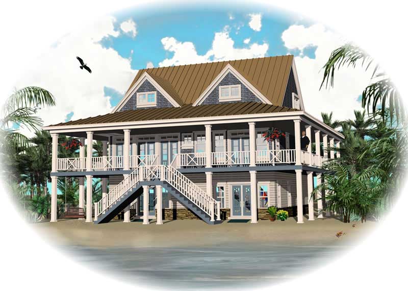 Front view of Southern home (ThePlanCollection: House Plan #170-1271)