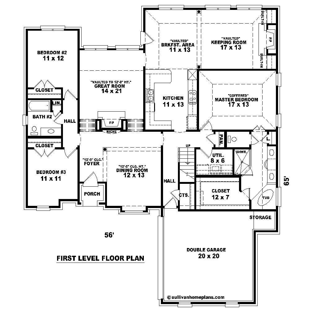 Floor Plan First Story of Cape Cod Plan #170-1272