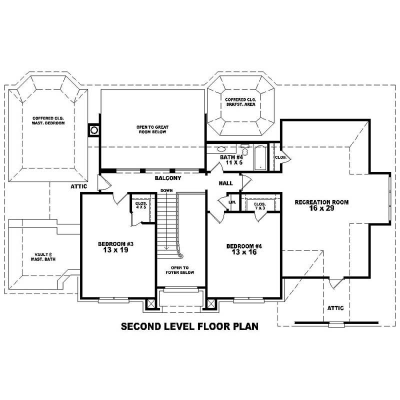 Floor Plan Second Story of Southern Plan #170-1275