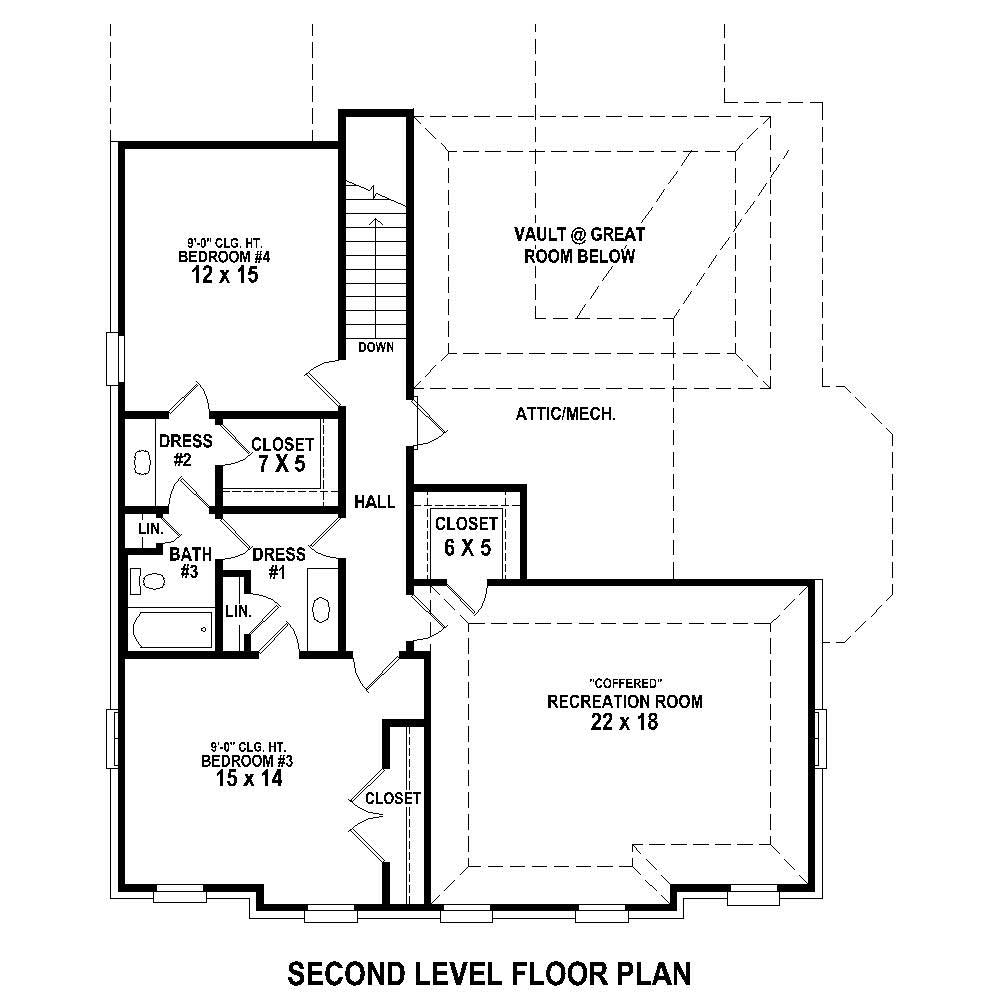 Floor Plan Second Story of Luxury Plan #170-1277