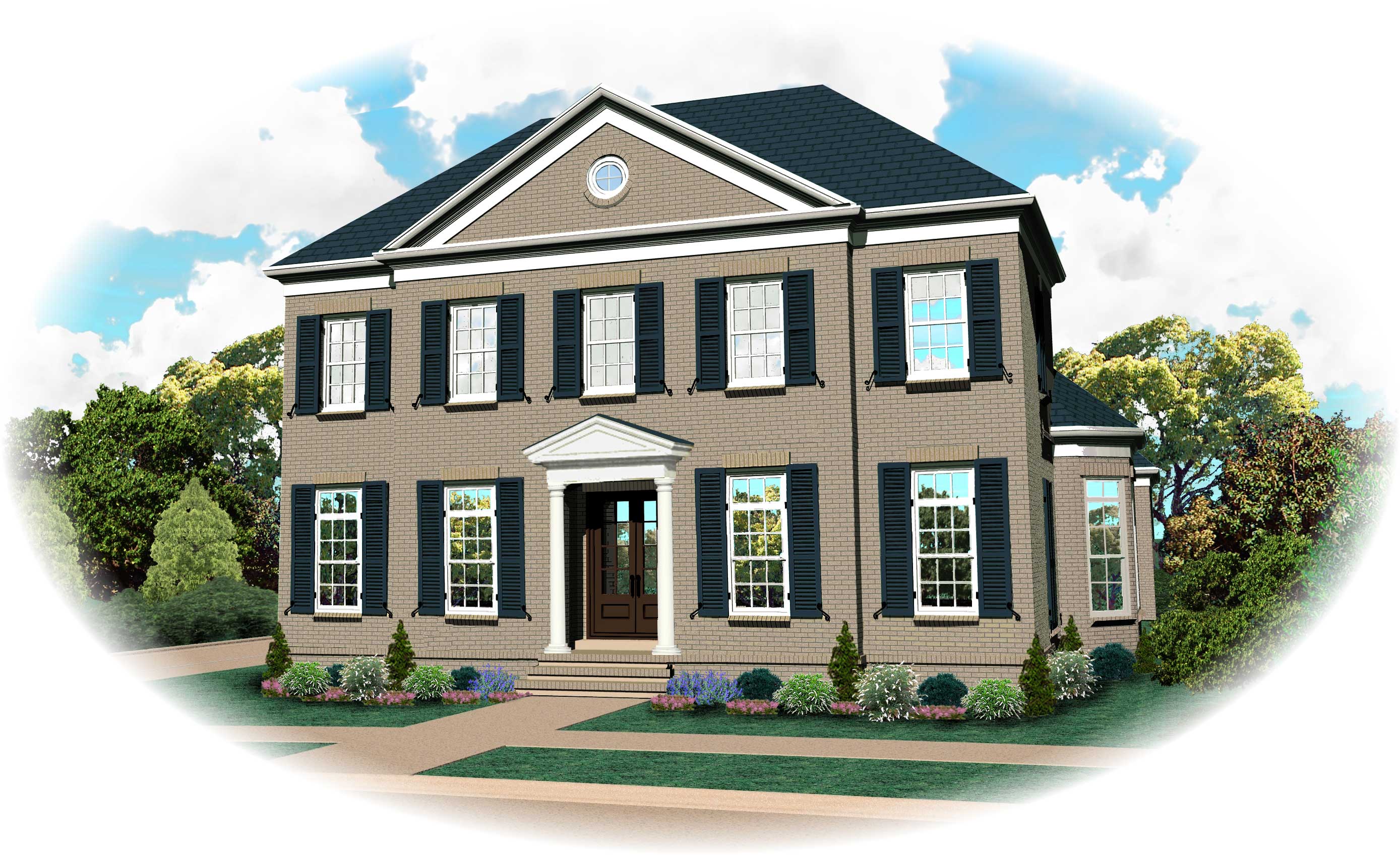 Front view of Luxury home (ThePlanCollection: House Plan #170-1277)