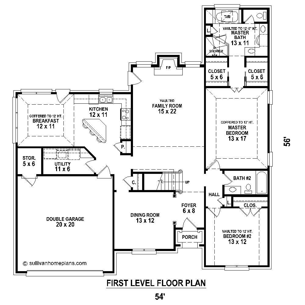 Floor Plan First Story of French Plan #170-1282