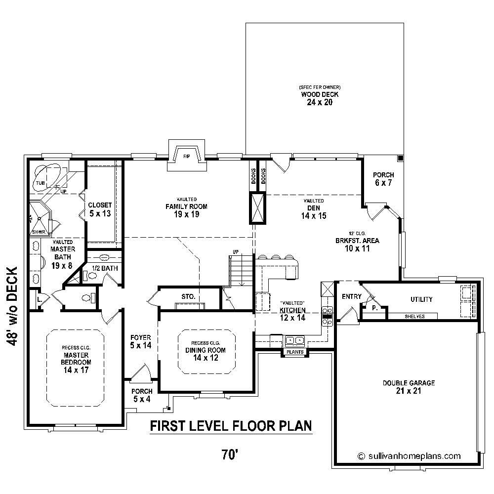 Floor Plan First Story of Traditional Plan #170-1291