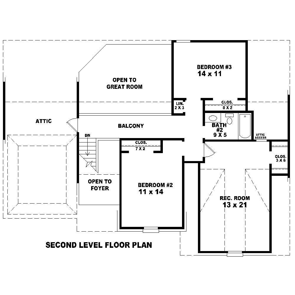 Floor Plan Second Story of Country Plan #170-1296