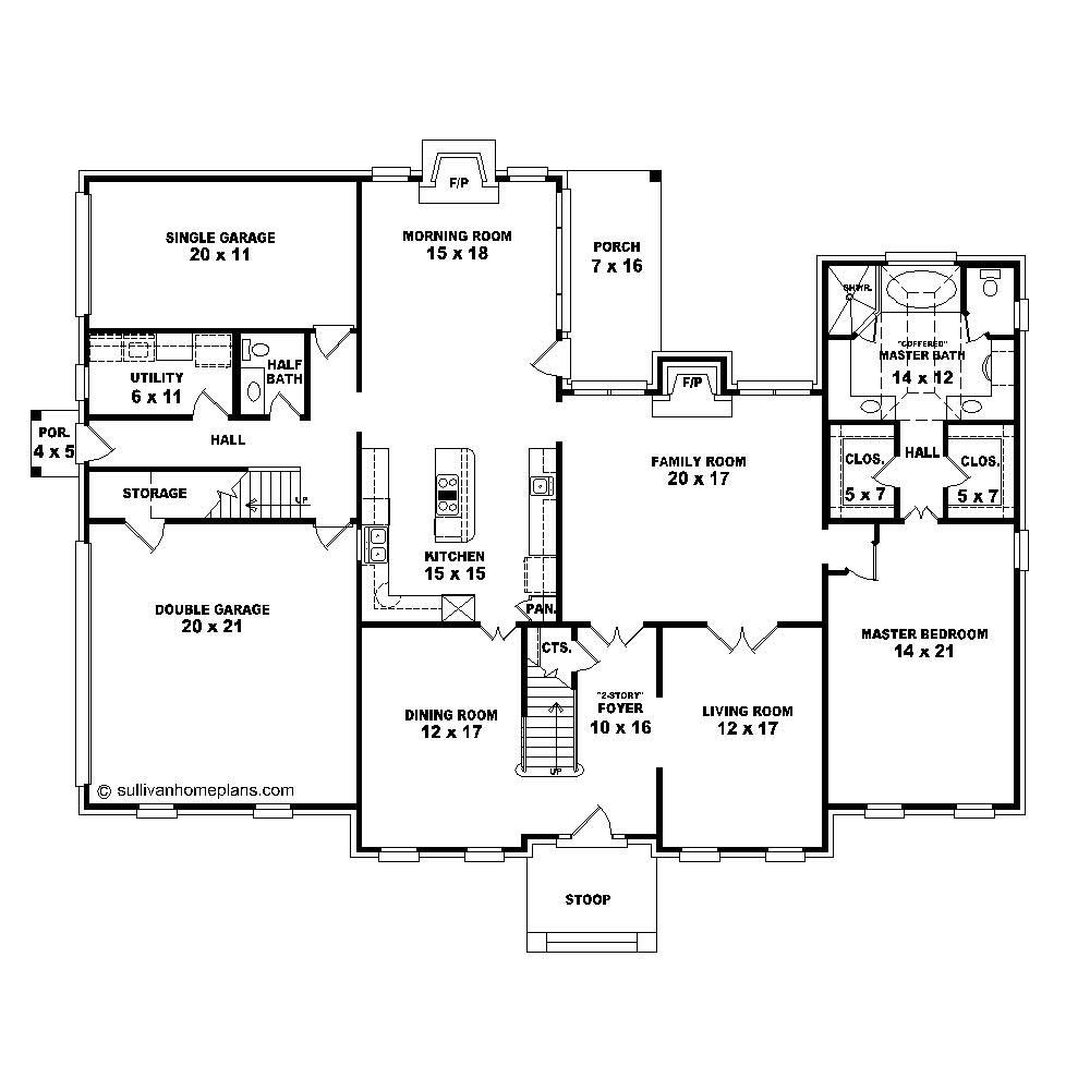 Floor Plan First Story of Luxury Plan #170-1297