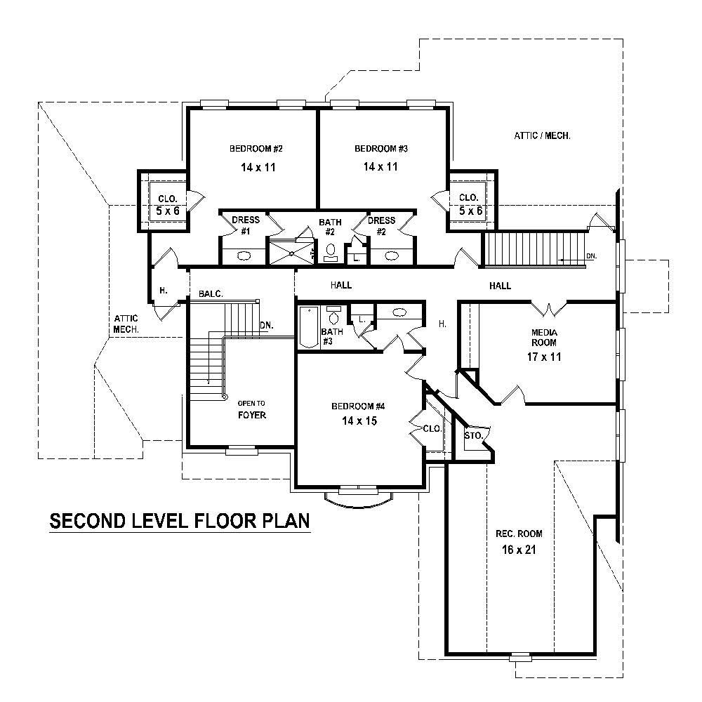 Floor Plan Second Story of Country Plan #170-1298