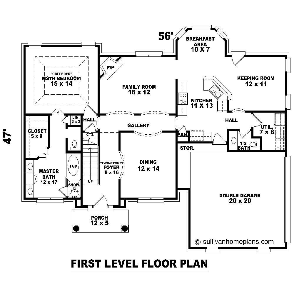 Floor Plan First Story of Colonial Plan #170-1306
