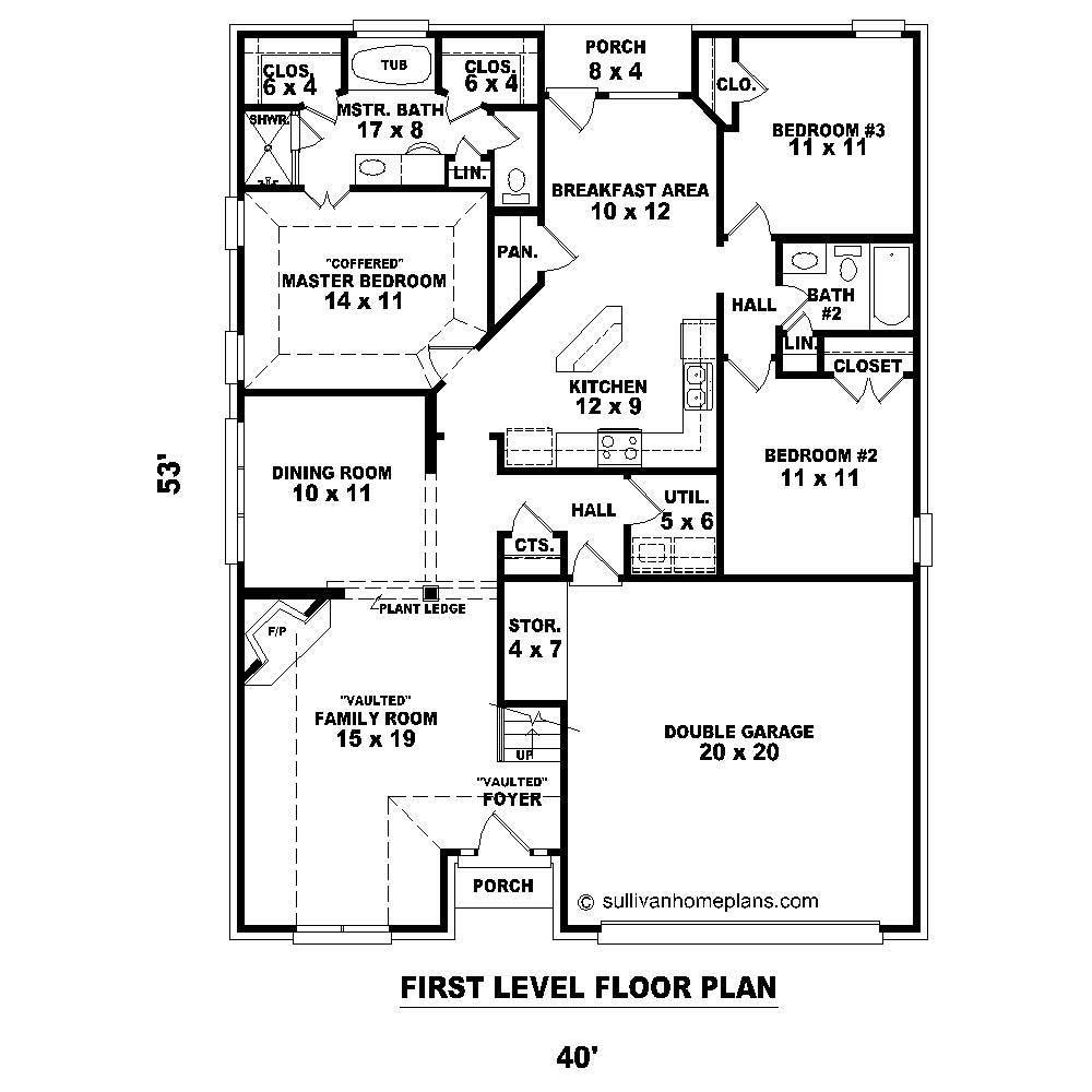 Floor Plan First Story of French Plan #170-1309