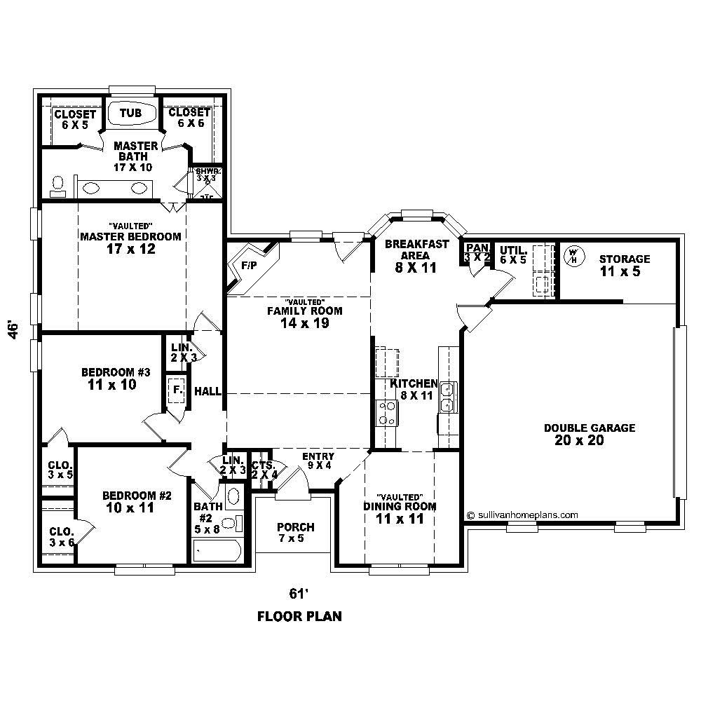 Floor Plan First Story of French Plan #170-1312