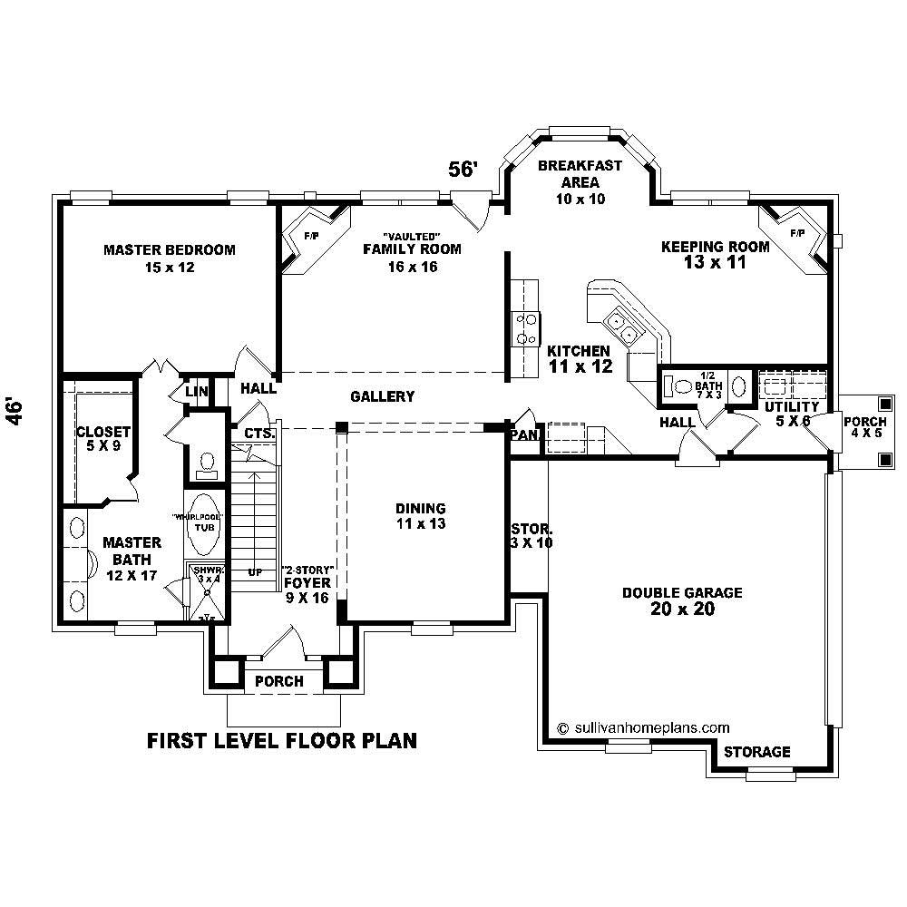 Floor Plan First Story of Traditional Plan #170-1318