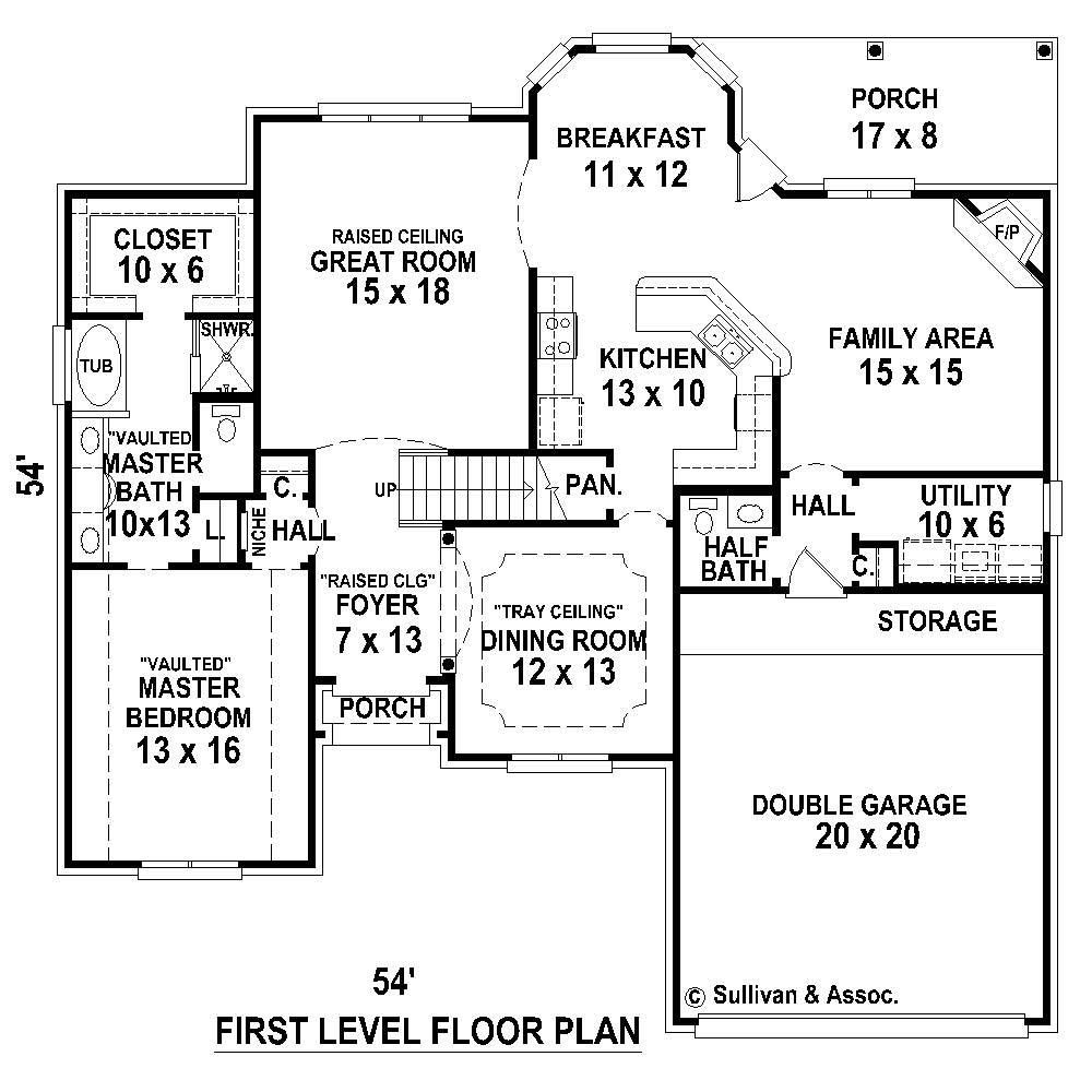 Floor Plan First Story of Country Plan #170-1338