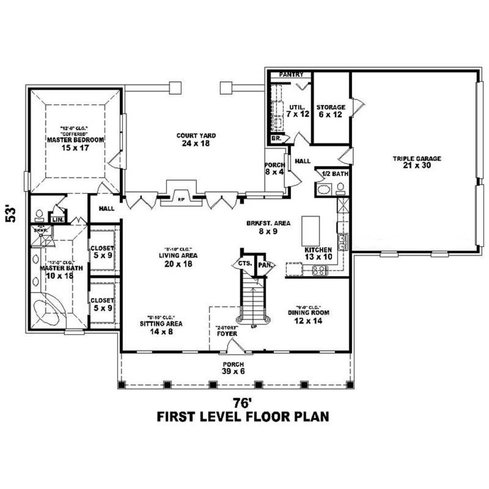 Colonial House Plan 4 Bedrms, 2 Baths 2946 Sq Ft