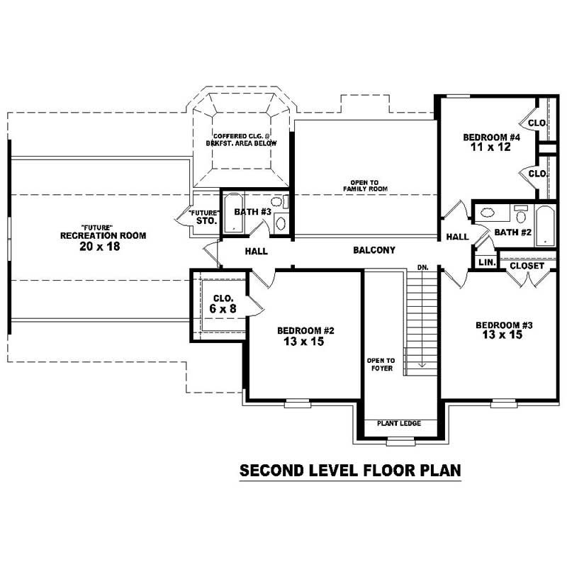 Floor Plan Second Story of Southern Plan #170-1351