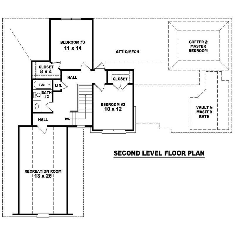 Floor Plan Second Story of Southern Plan #170-1360