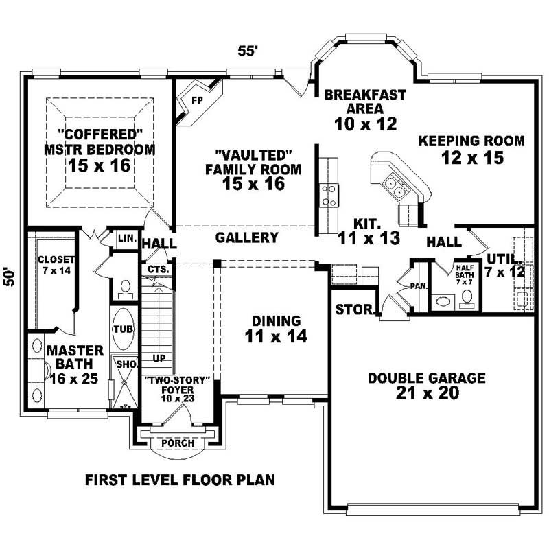 Floor Plan First Story of Southern Plan #170-1362
