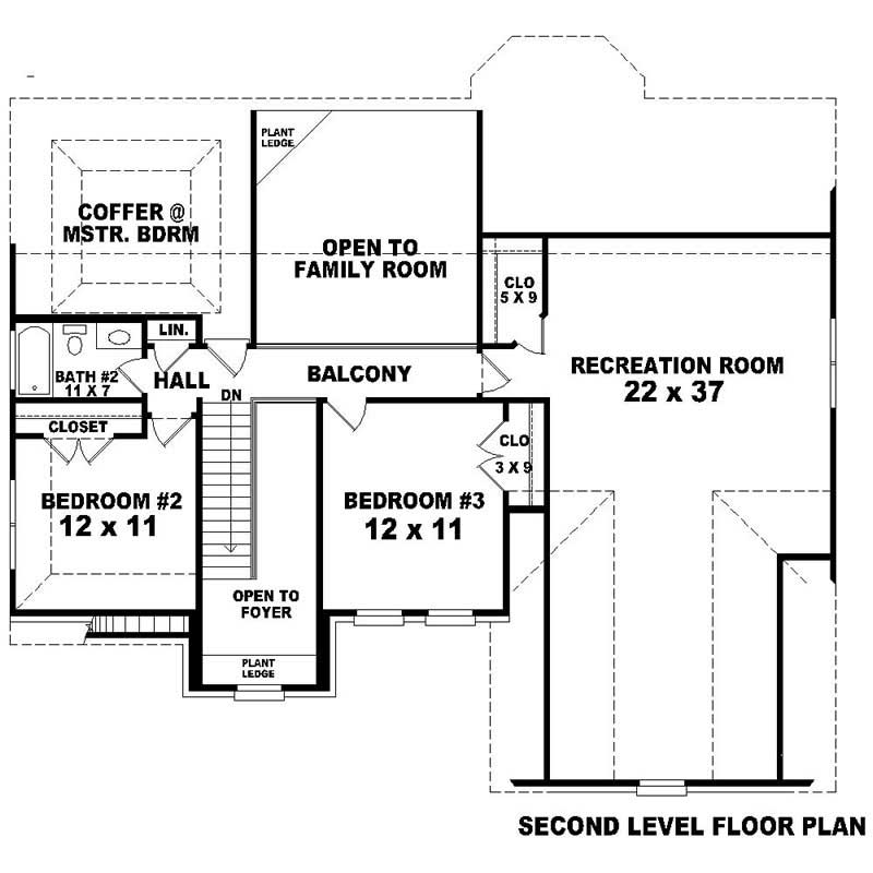Floor Plan Second Story of Southern Plan #170-1362