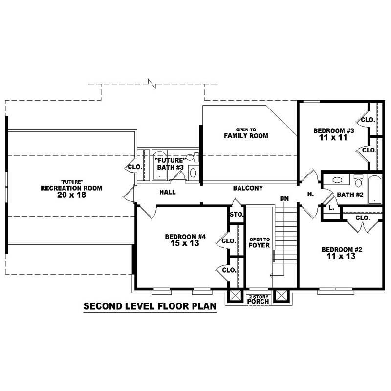 Floor Plan Second Story of Southern Plan #170-1366