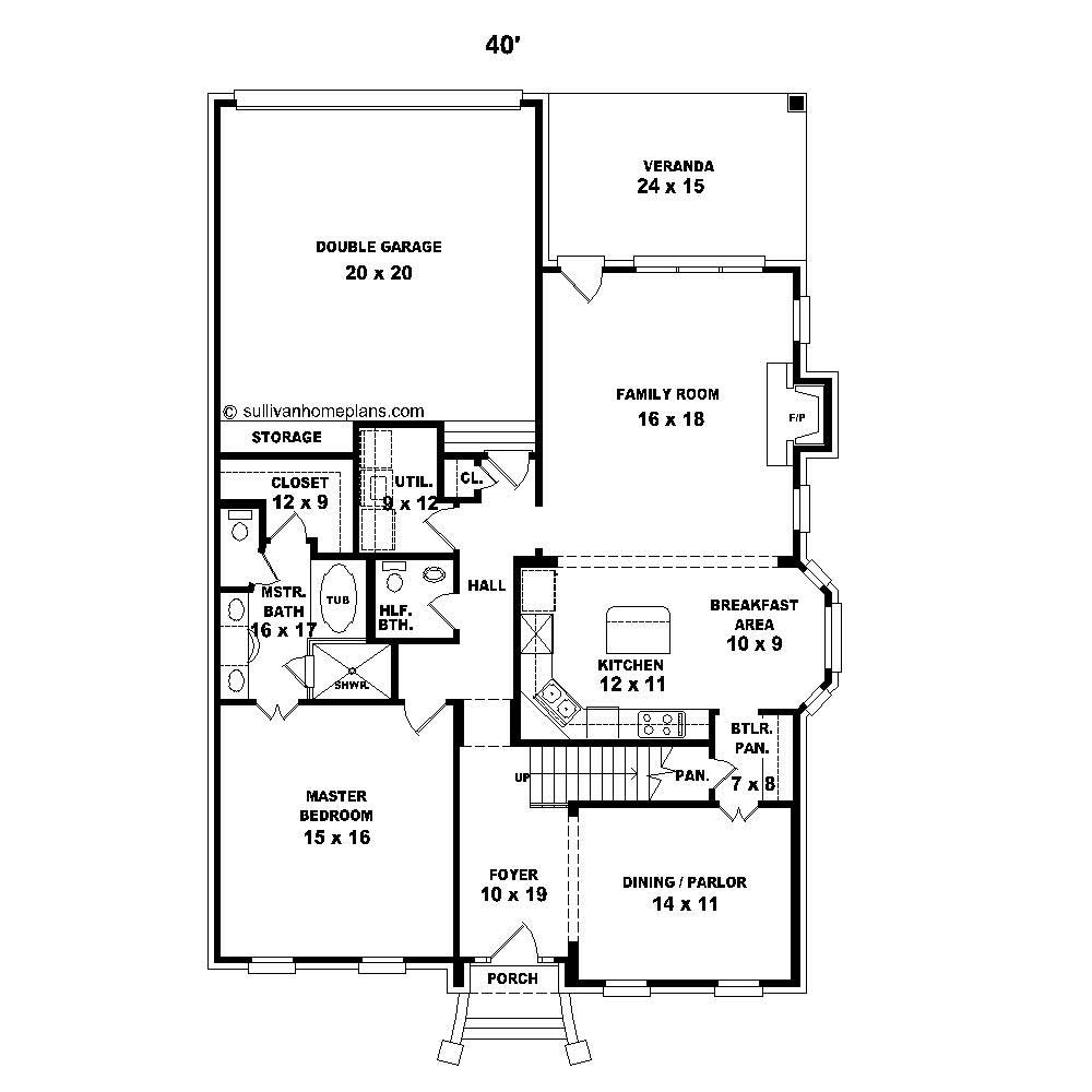 Floor Plan First Story of French Plan #170-1369