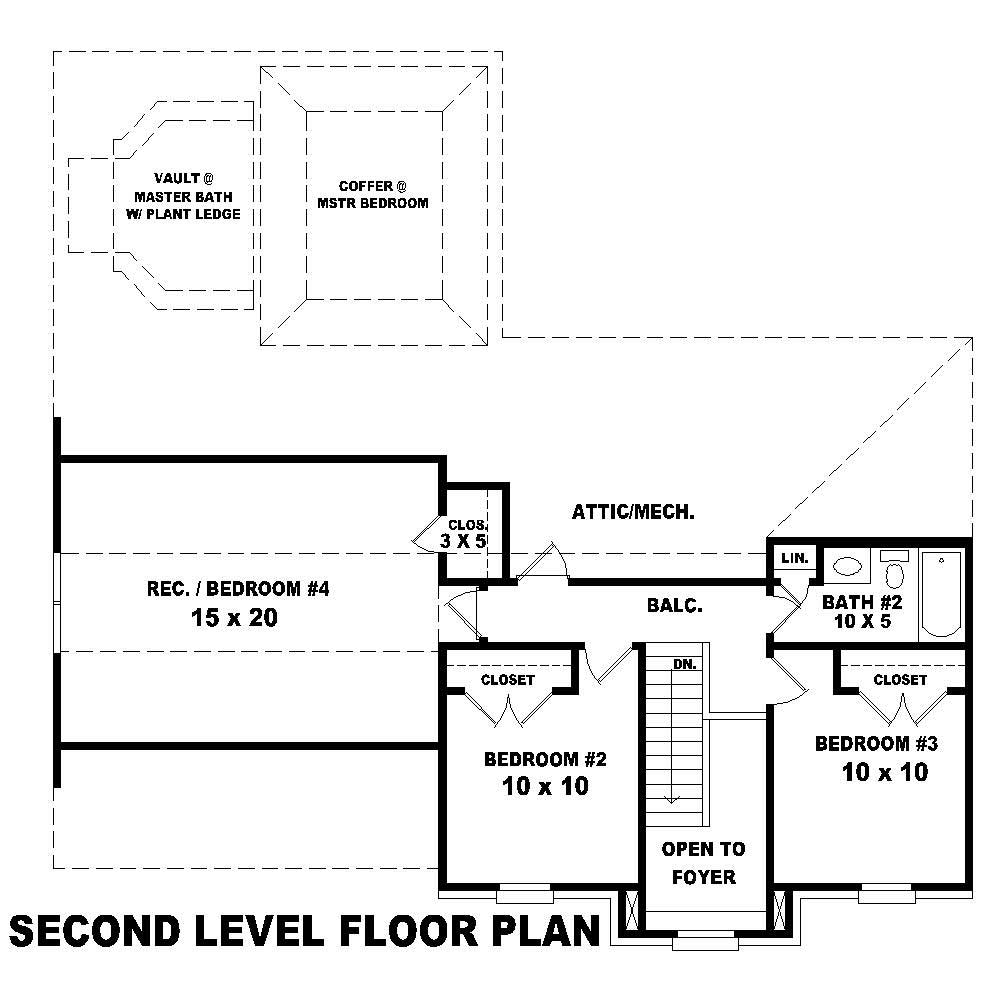 Floor Plan Second Story of Traditional Plan #170-1379