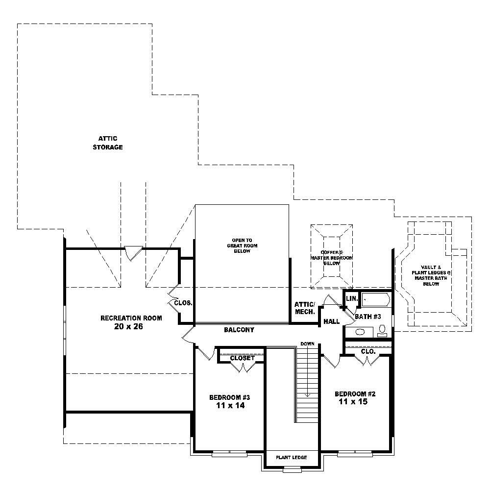 Floor Plan Second Story of French Plan #170-1381