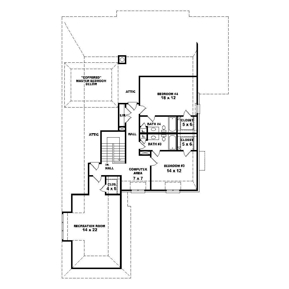 Floor Plan Second Story of French Plan #170-1385