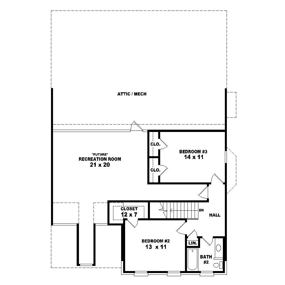 Floor Plan Second Story of French Plan #170-1388