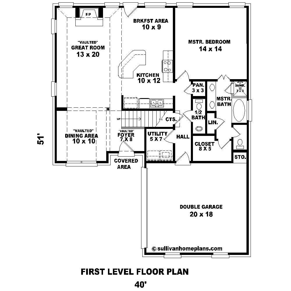 Floor Plan First Story of French Plan #170-1401