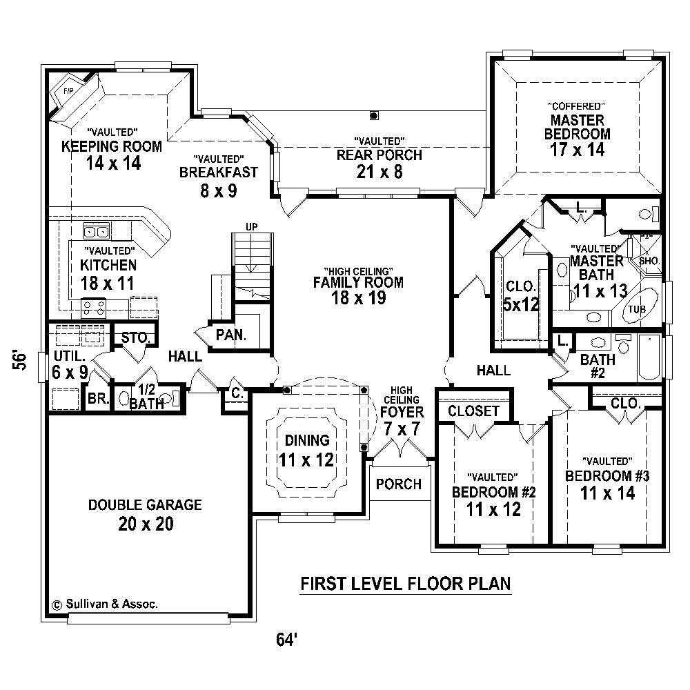 Floor Plan First Story of Country Plan #170-1402