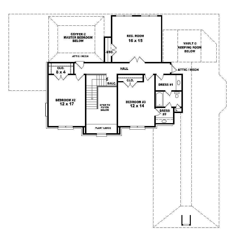 Floor Plan Second Story of Luxury Plan #170-1403