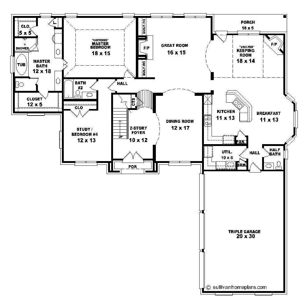 Floor Plan First Story of Traditional Plan #170-1405