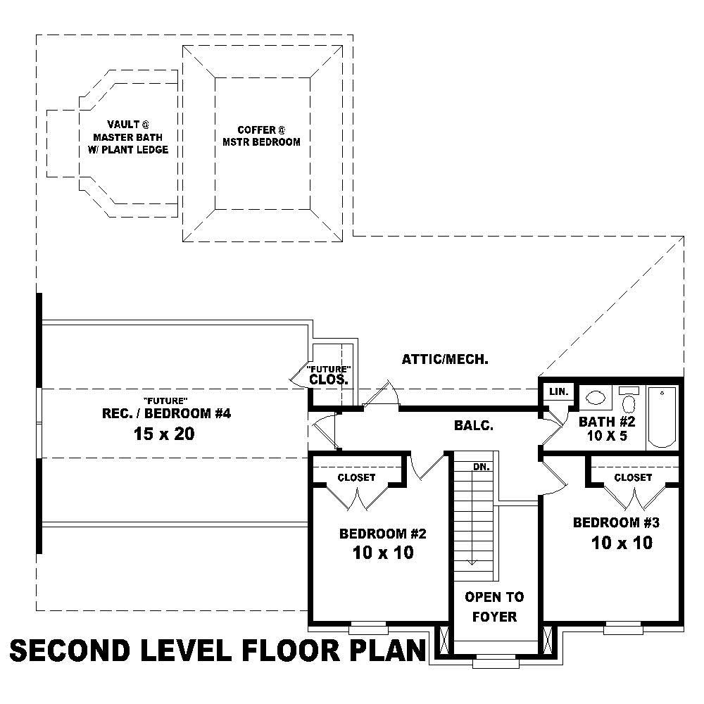 Floor Plan Second Story of European Plan #170-1407