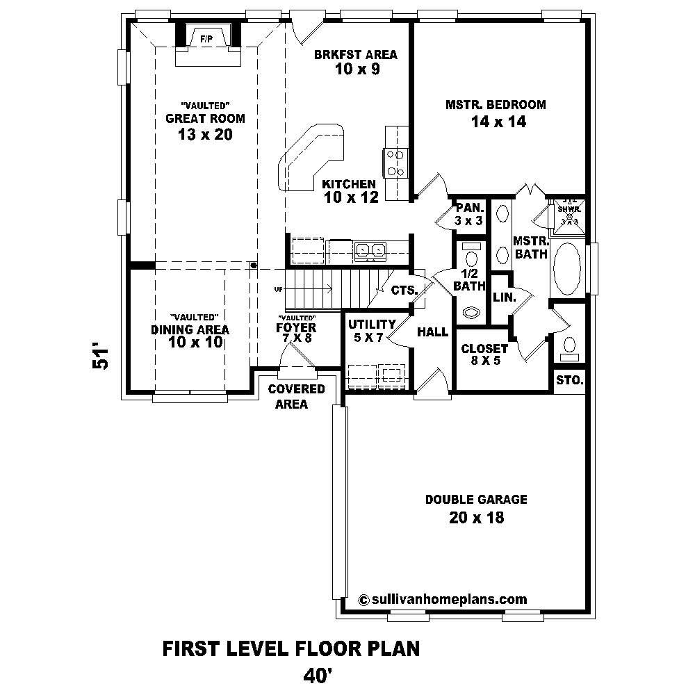 Floor Plan First Story of French Plan #170-1410