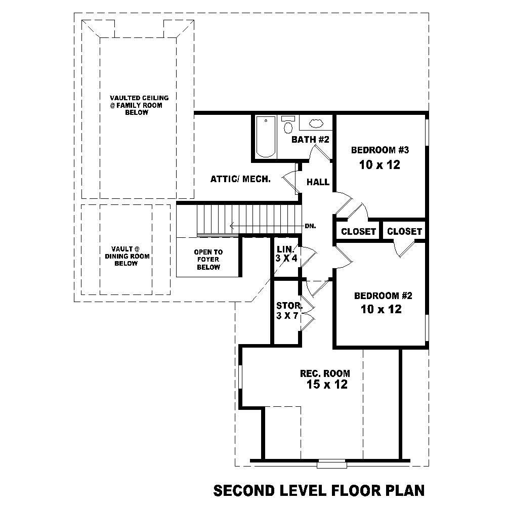 Floor Plan Second Story of French Plan #170-1410
