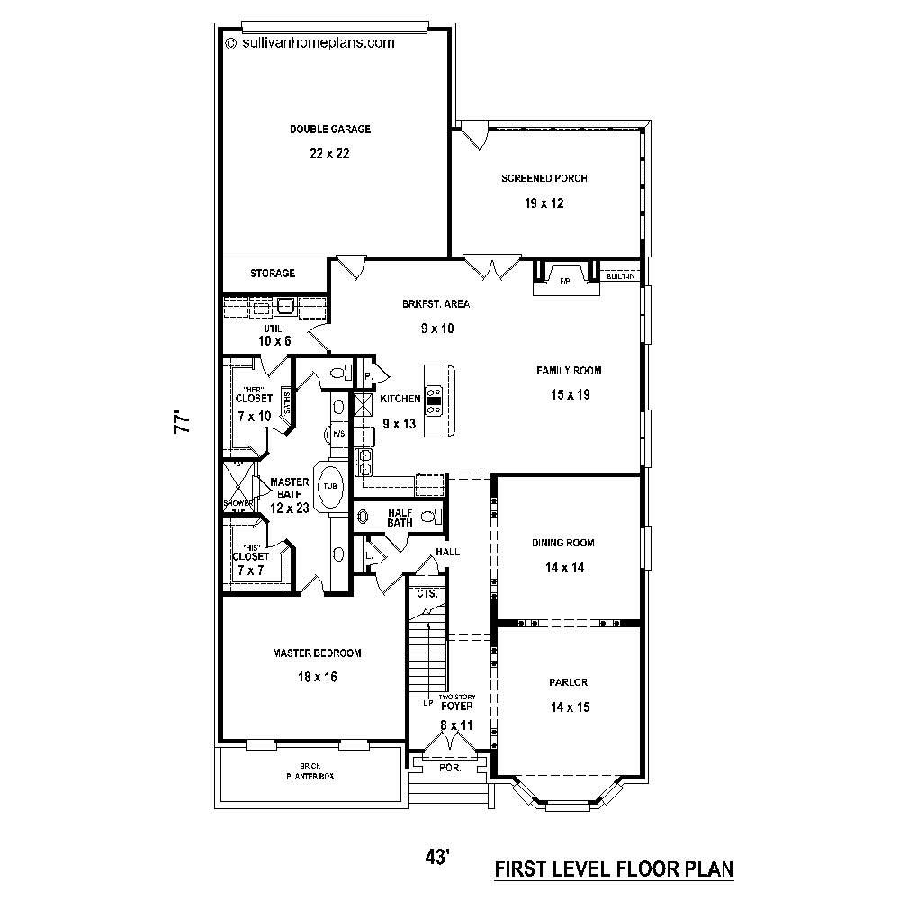 Floor Plan First Story of French Plan #170-1428