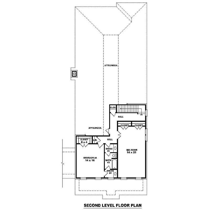 Floor Plan Second Story of Southern Plan #170-1432